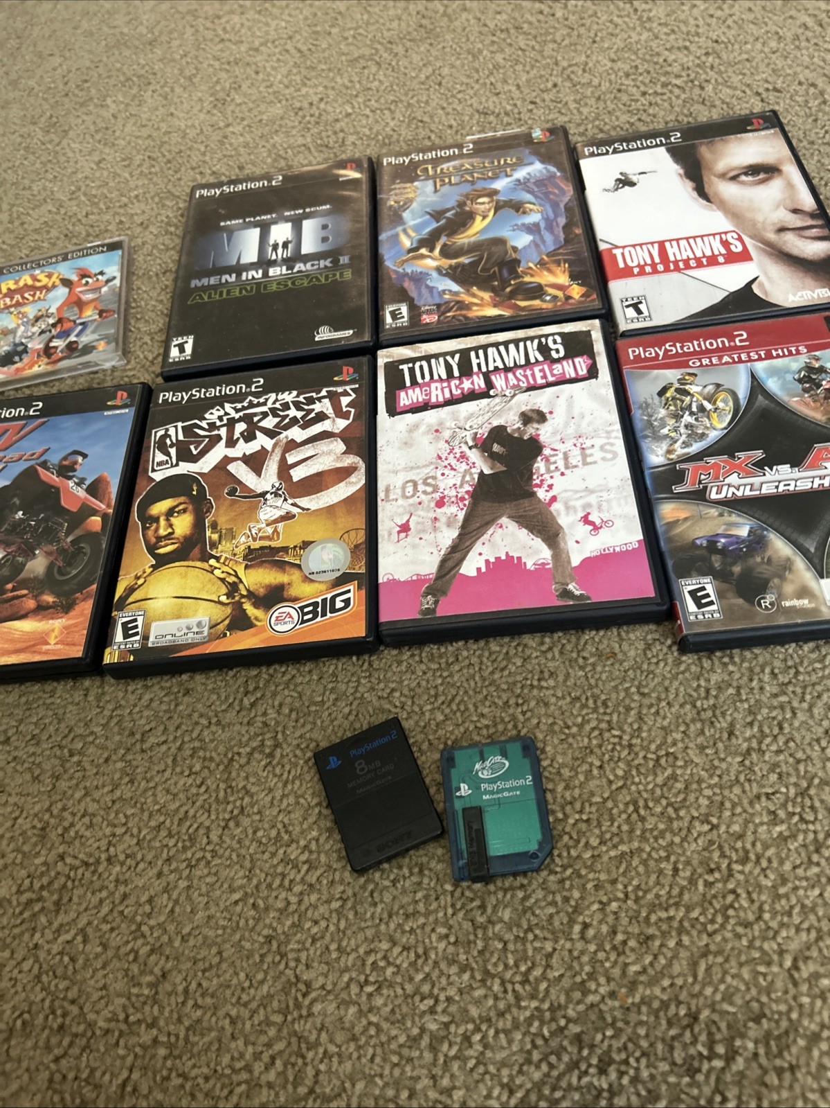 8 PlayStation 2 Games Plus Two Magic Gate Memory Cards