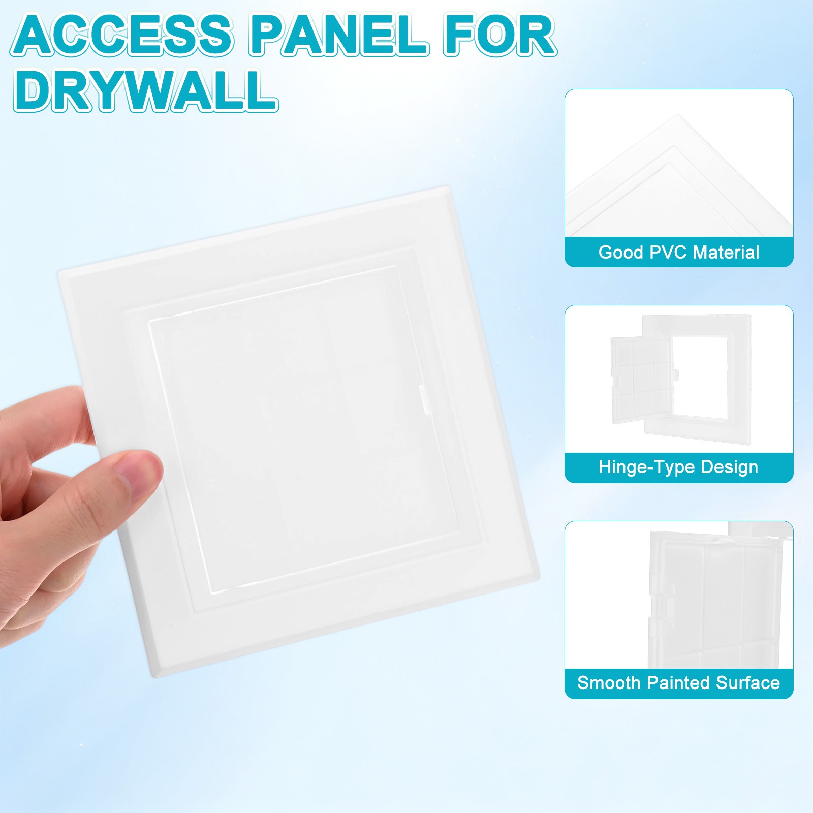 2-Pack Access Panel for Drywall, 4.1x4" Plastic Wall Hole Cover [White]