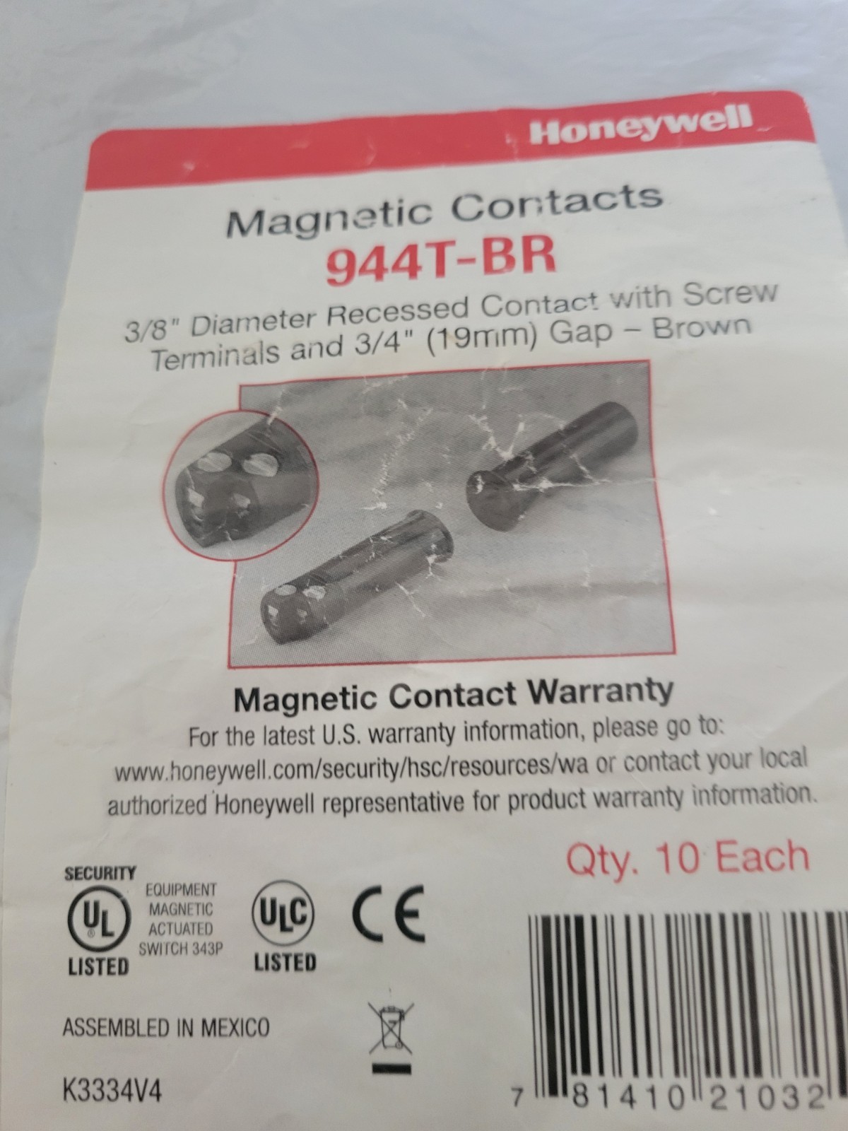 lot of 30 Honeywell 944T-BR RECESSED MAGNETIC CONTACTS