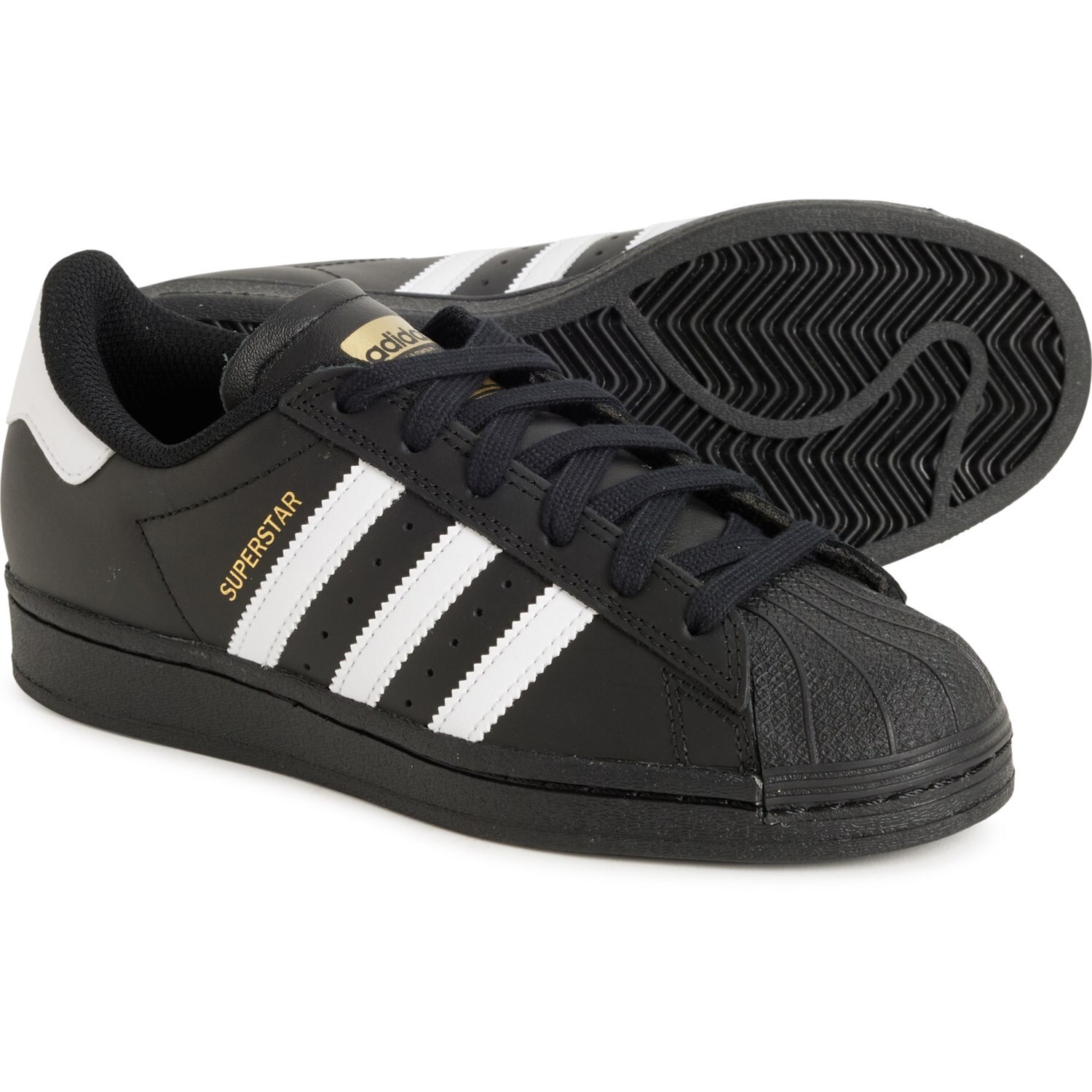 ADIDAS Men's SUPERSTAR FOUNDATION B27140 Black/White LEATHER ATHLETIC SHOES - 18