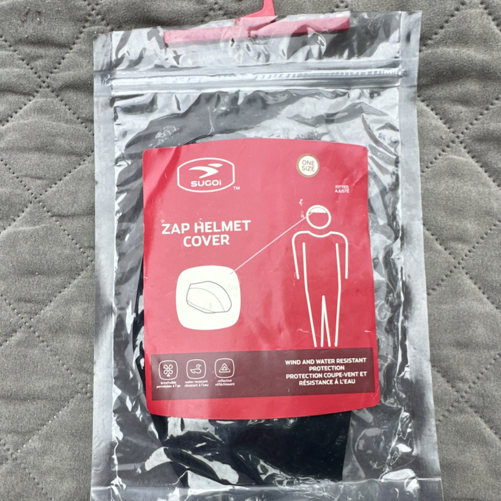 Sugoi Zap Helmet Cover Black One Size Wind & Water Resistant Reflective Cycling