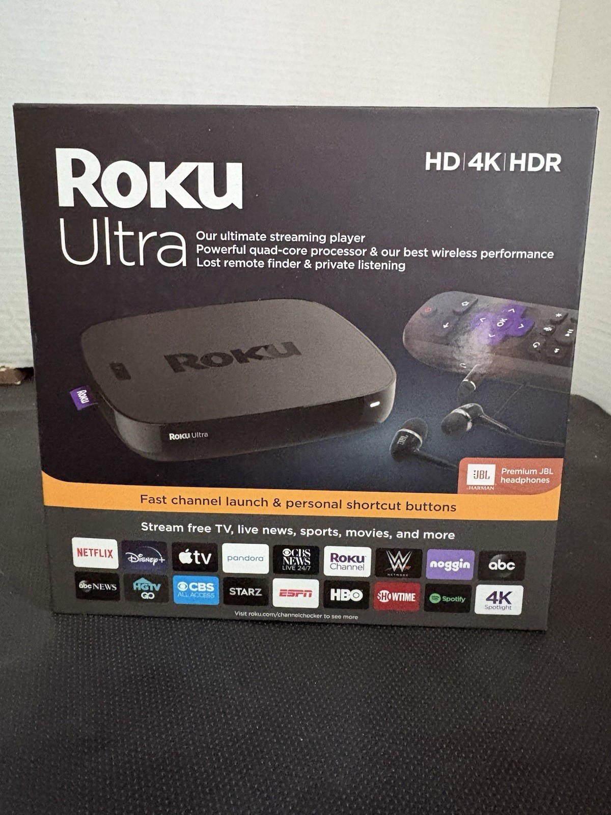 New Roku Ultra Streaming Media Player 4K/HD/HDR with Premium JBL Headphones
