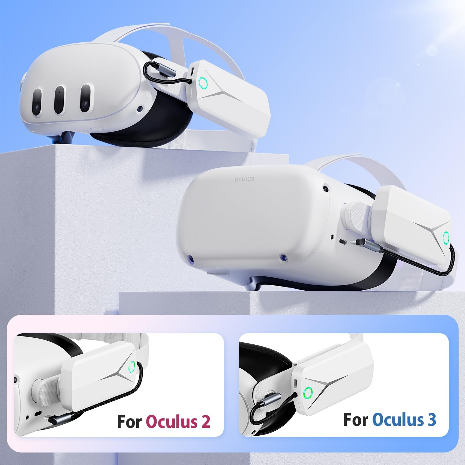 Battery Pack for Meta Quest 3/2, 5000mAh Extended Battery Charger for Oculus ...