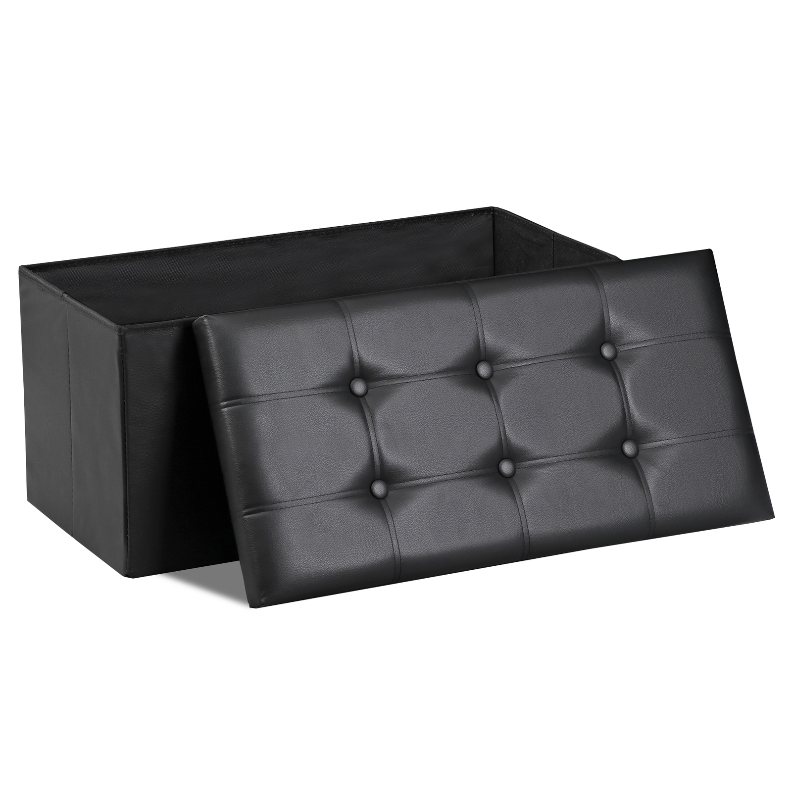 30" Folding Storage Ottoman Footstools MDF Frame Hallway Soft Seat Black