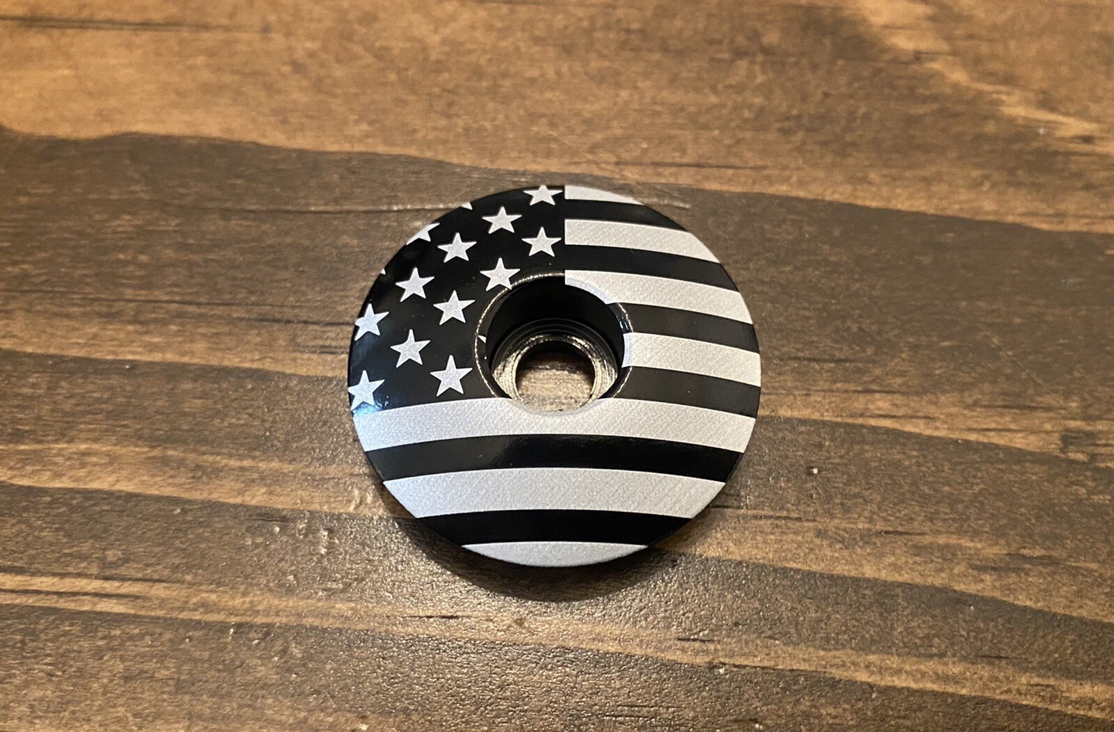 American Flag - Threadless Bicycle Headset Stem Cap 1 1/8 USA Black