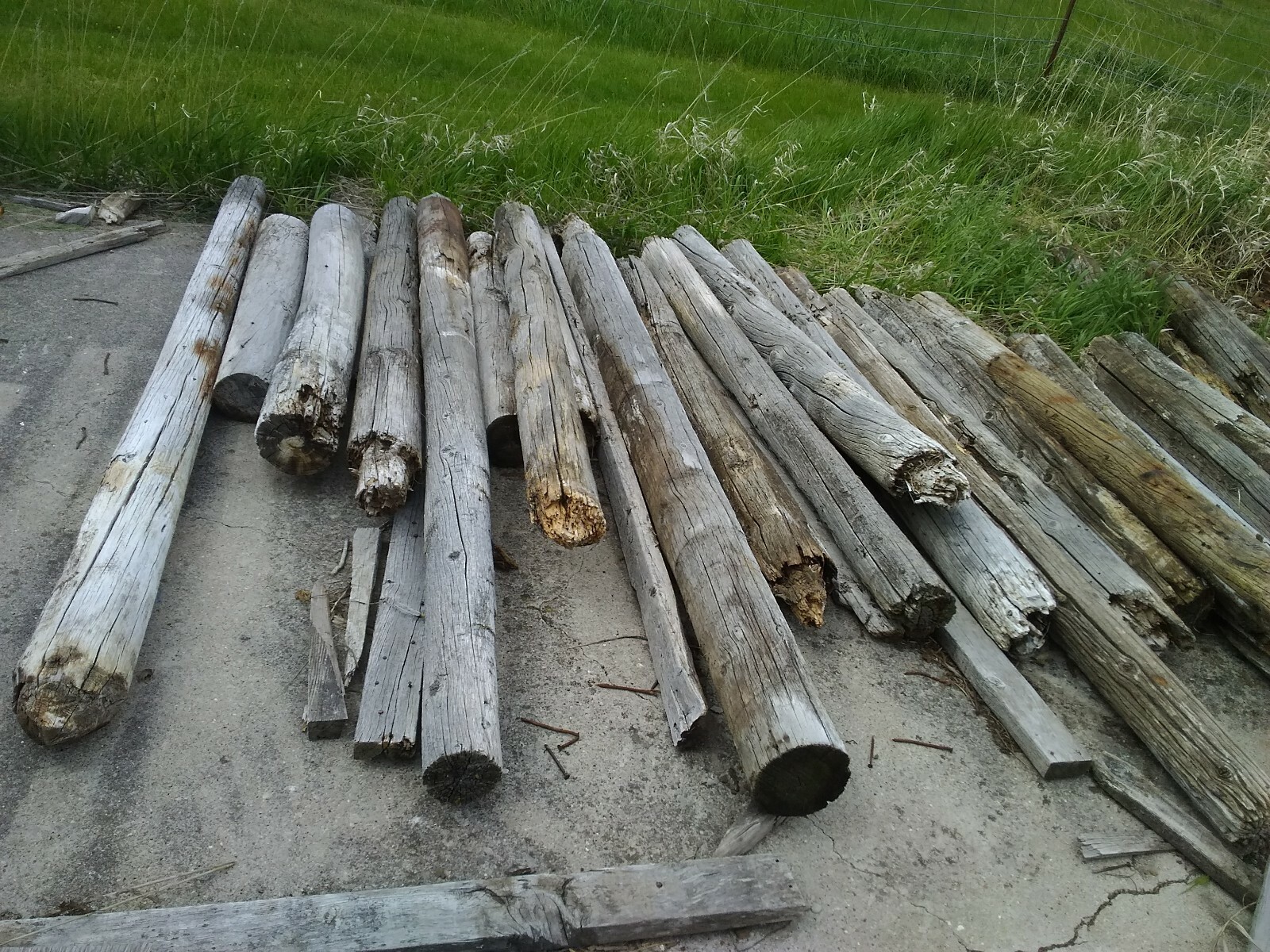 Old Aged Corral Posts Pine And For 5" Diameter 4-8ft Long Bundle Of 20