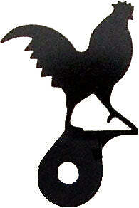 Wrought Iron Rooster - Cabinet Door Silhouette 2.13" Made in USA