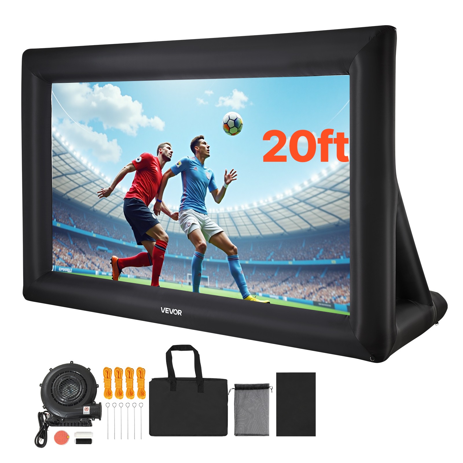 VEVOR 20 ft Inflatable Movie Screen 16:9 600D Movie Projector with Portable Bag