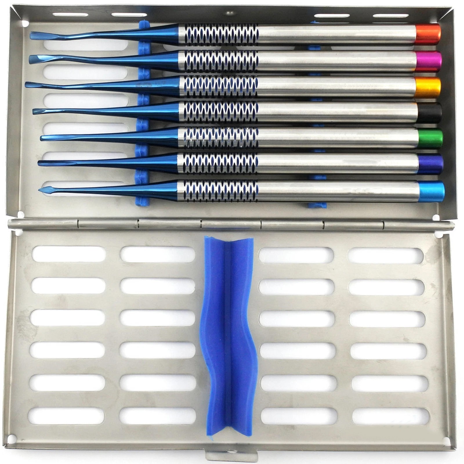 7 Blue Root Elevator Luxating PDL Dental Implant Titan Surgical tray