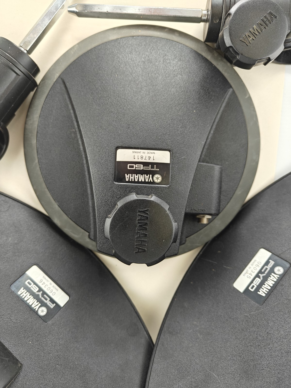 Two Yamaha PCY60 Electronic Drum Cymbal Triangle And One TP60 Trigger Pads