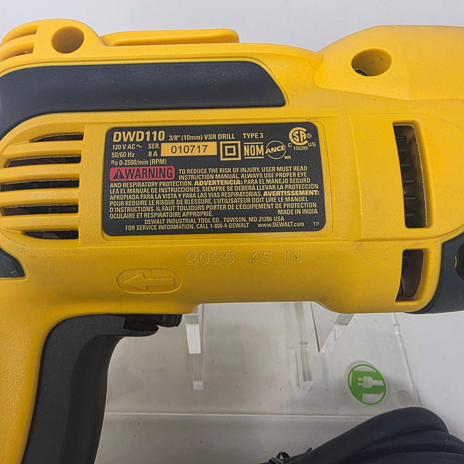 DeWalt DWD110 120V 3/8" VSR Drill Type 3