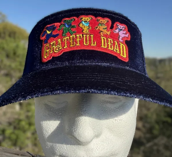Grateful Dead "Bear Crawl" Velour Visor - Navy