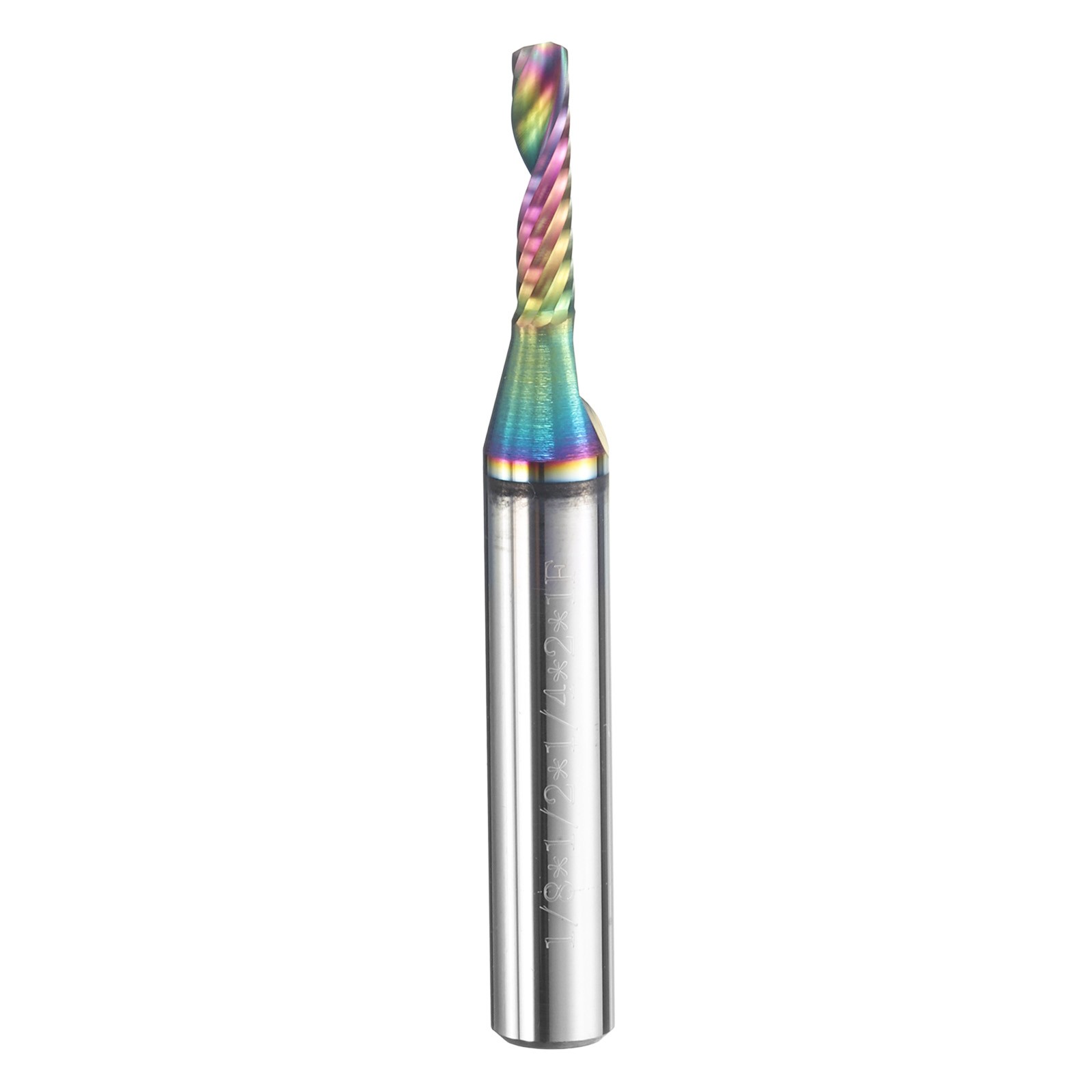 Spiral Router Bit 1/4"x1/8"x1/2"x2" Colorful Coat 1 Flute 45 Degree Helix