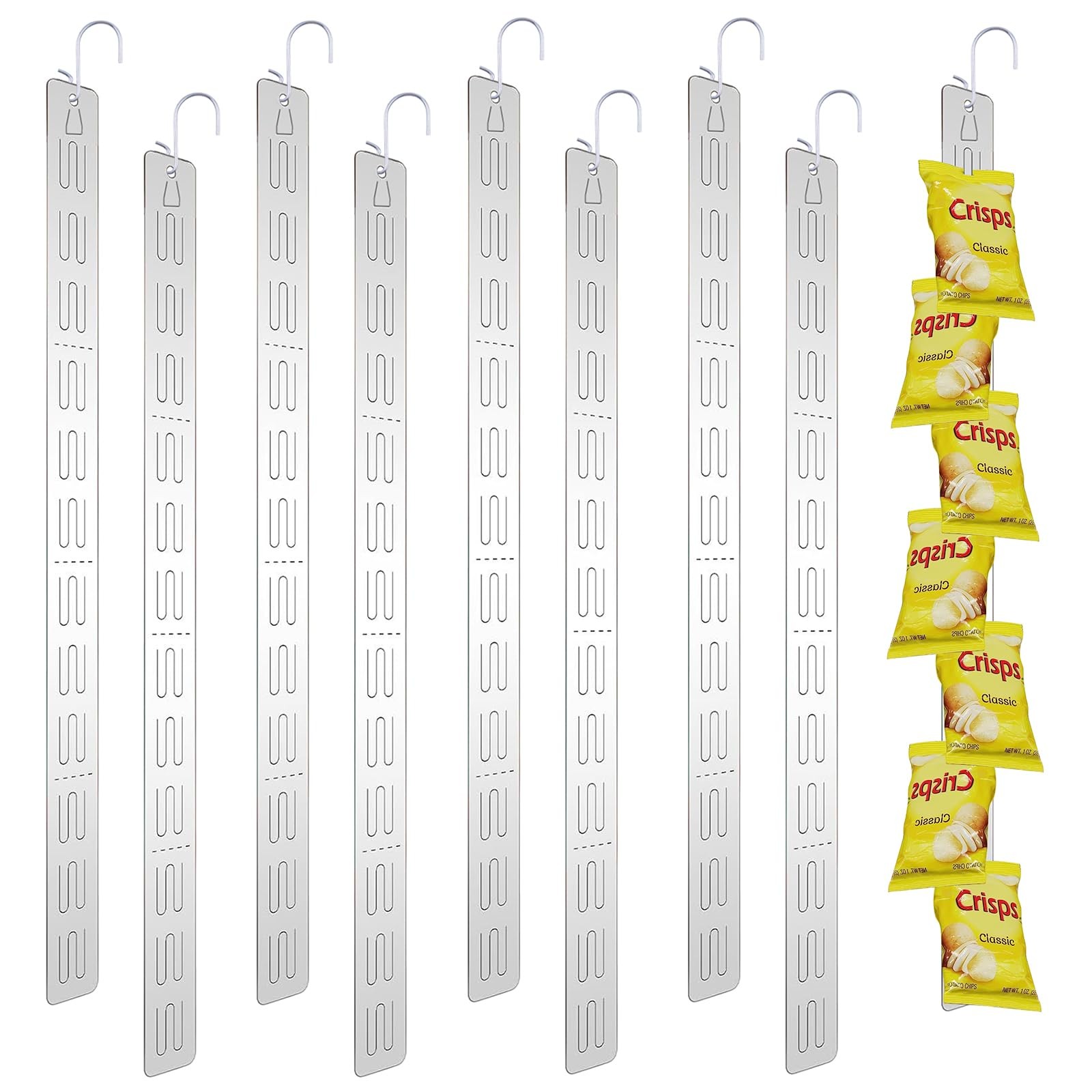 30 PCS Clear Hanging Merchandise Display Strips 30 S Hooks 23.6 Inch Retail