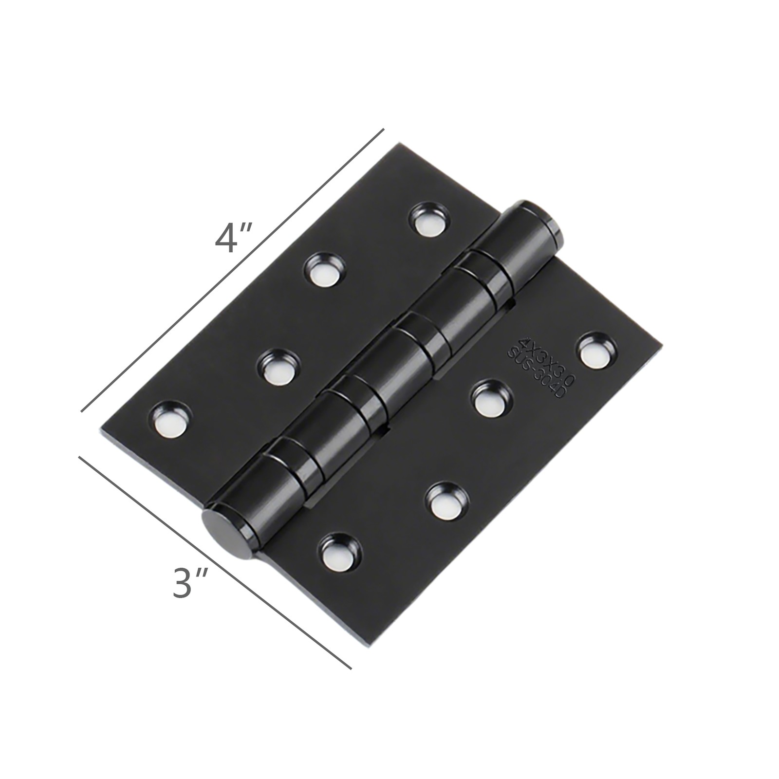 2PK Interior Door Hinge Black, Square, 4X3" Heavy-Duty Mat Hinge Hardware