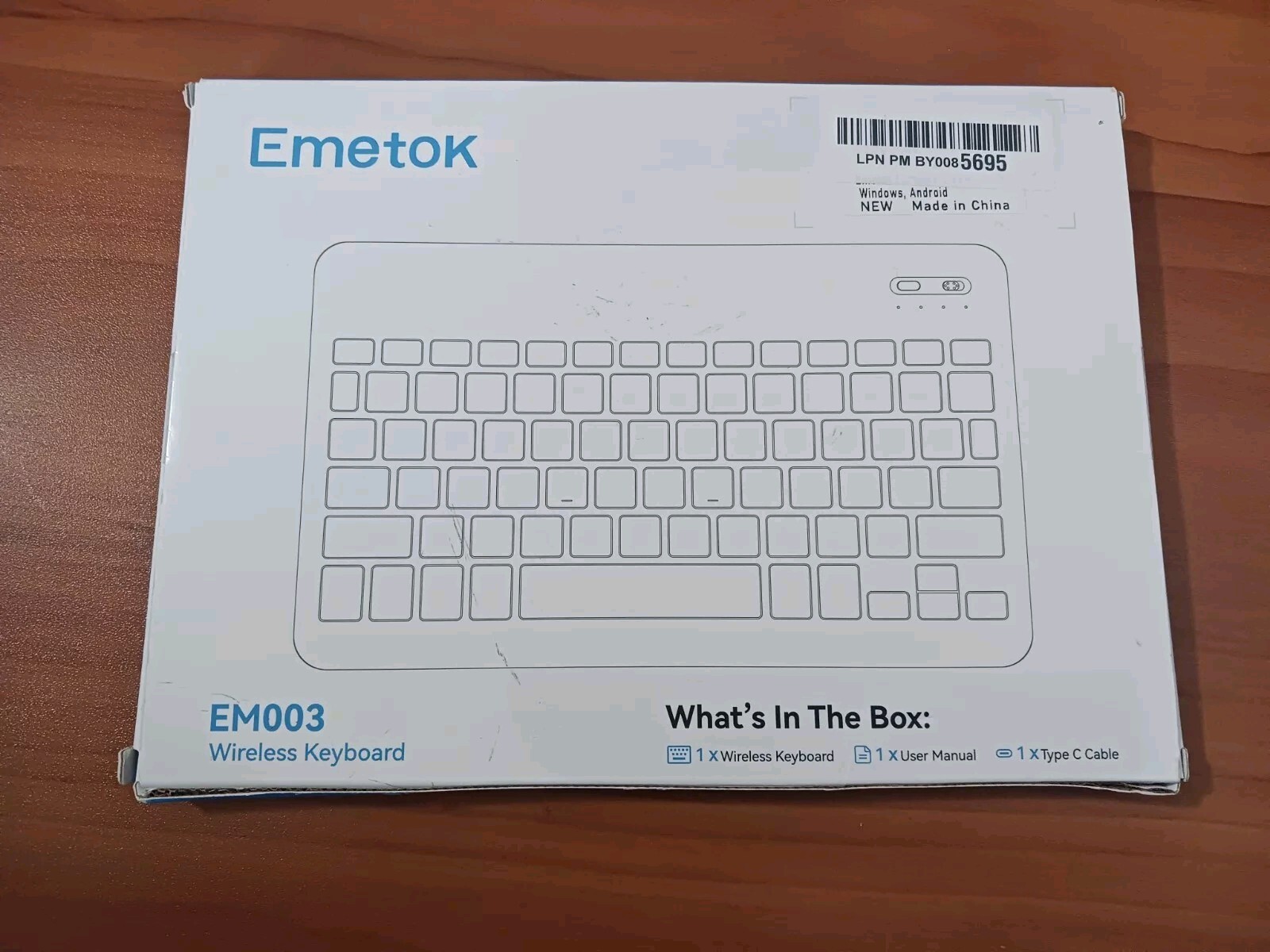 Emetok EM003 Wireless Keyboard Bluetooth Windows Android English New! Fast Ship!