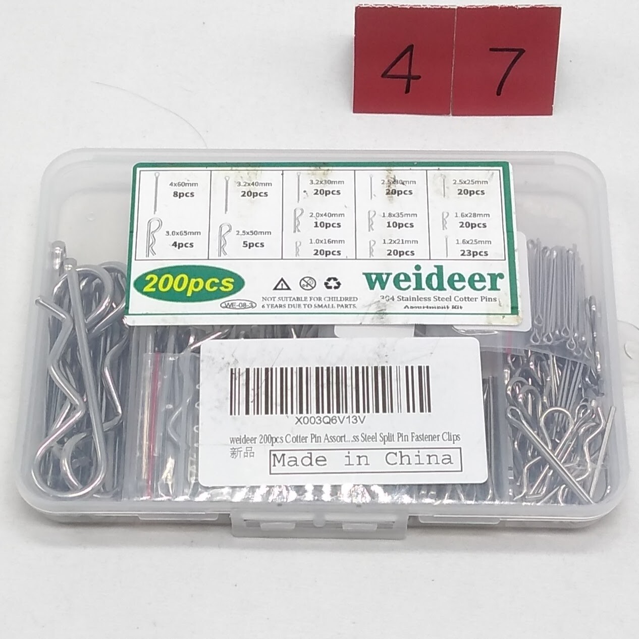 Weideer 13 Sizes Cotter Pin Assortment Kit - 200 Pieces