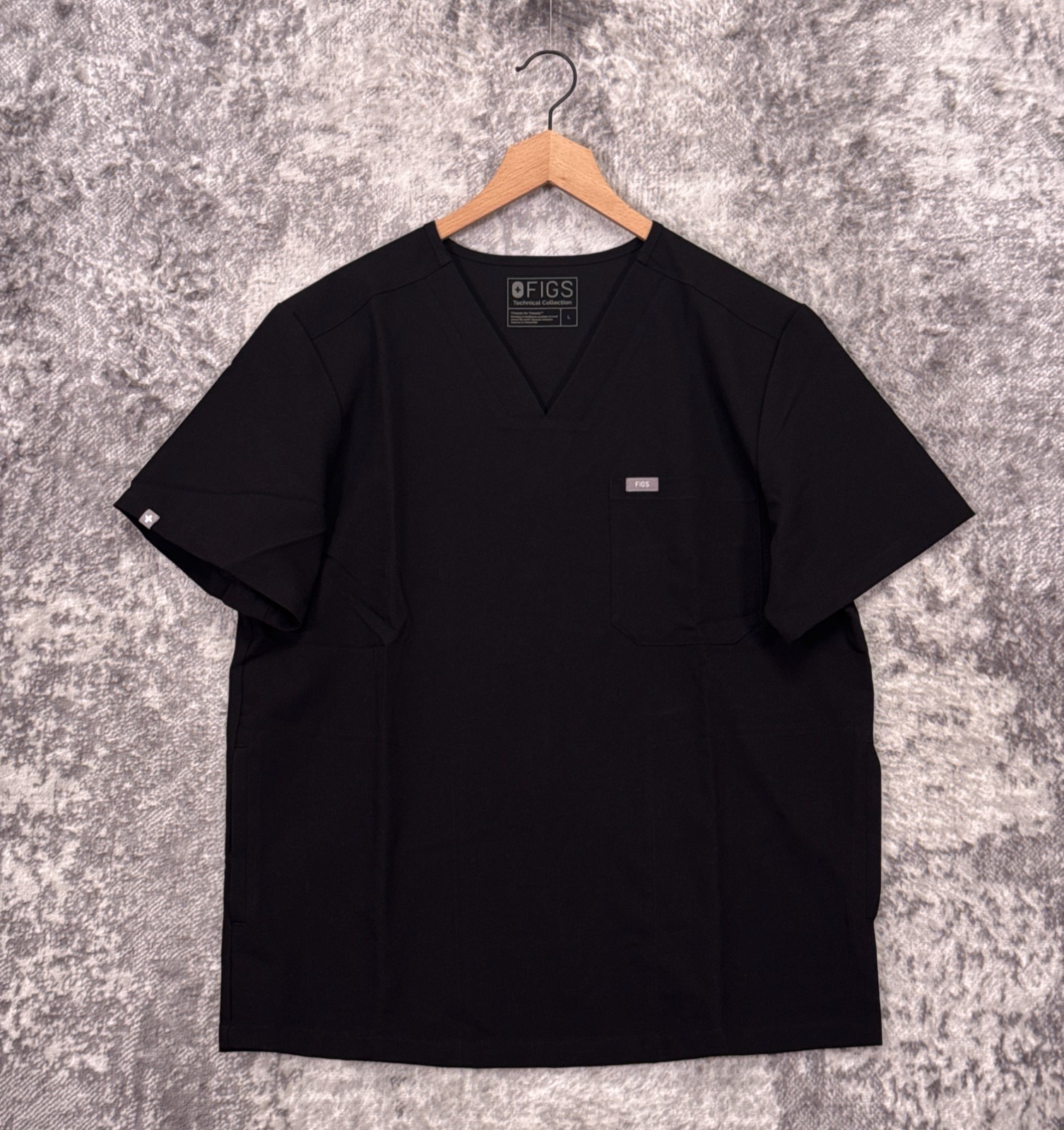 New Figs Chisec Scrub Top Large Mens Black Short Sleeve