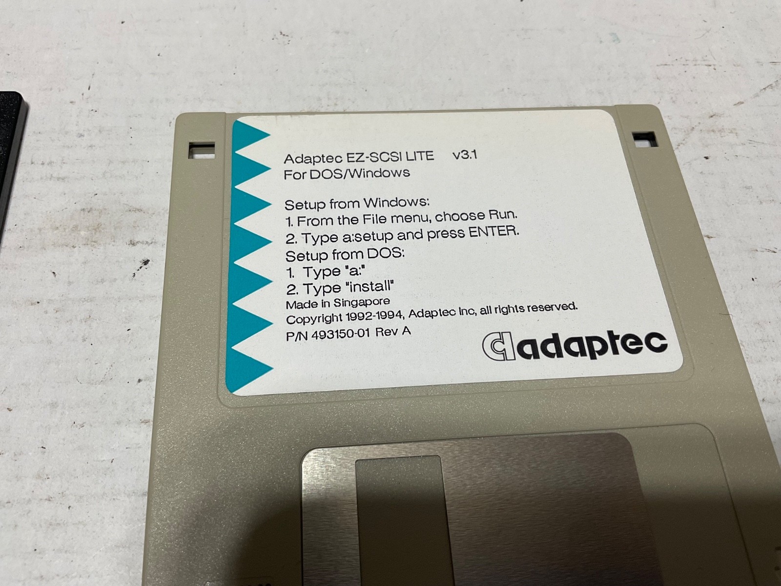 Adaptec EZ-SCSI Lite Version 3.1 for DOS/Windows 3.5” Disk