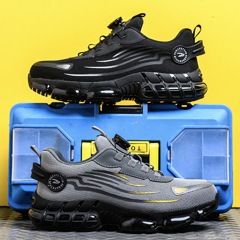 Men Work Safety Indestructible Shoes Steel Toe Rotating Buckle Non-slip Sneakers
