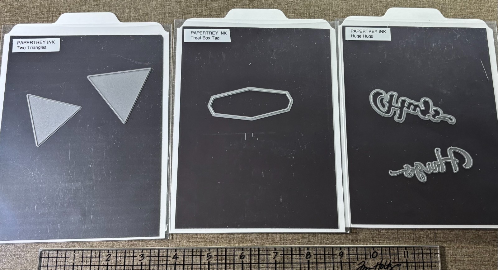 Papertrey Ink Lot of 3 Die Sets - Two Triangles, Treat Box Tag & Huge Hugs