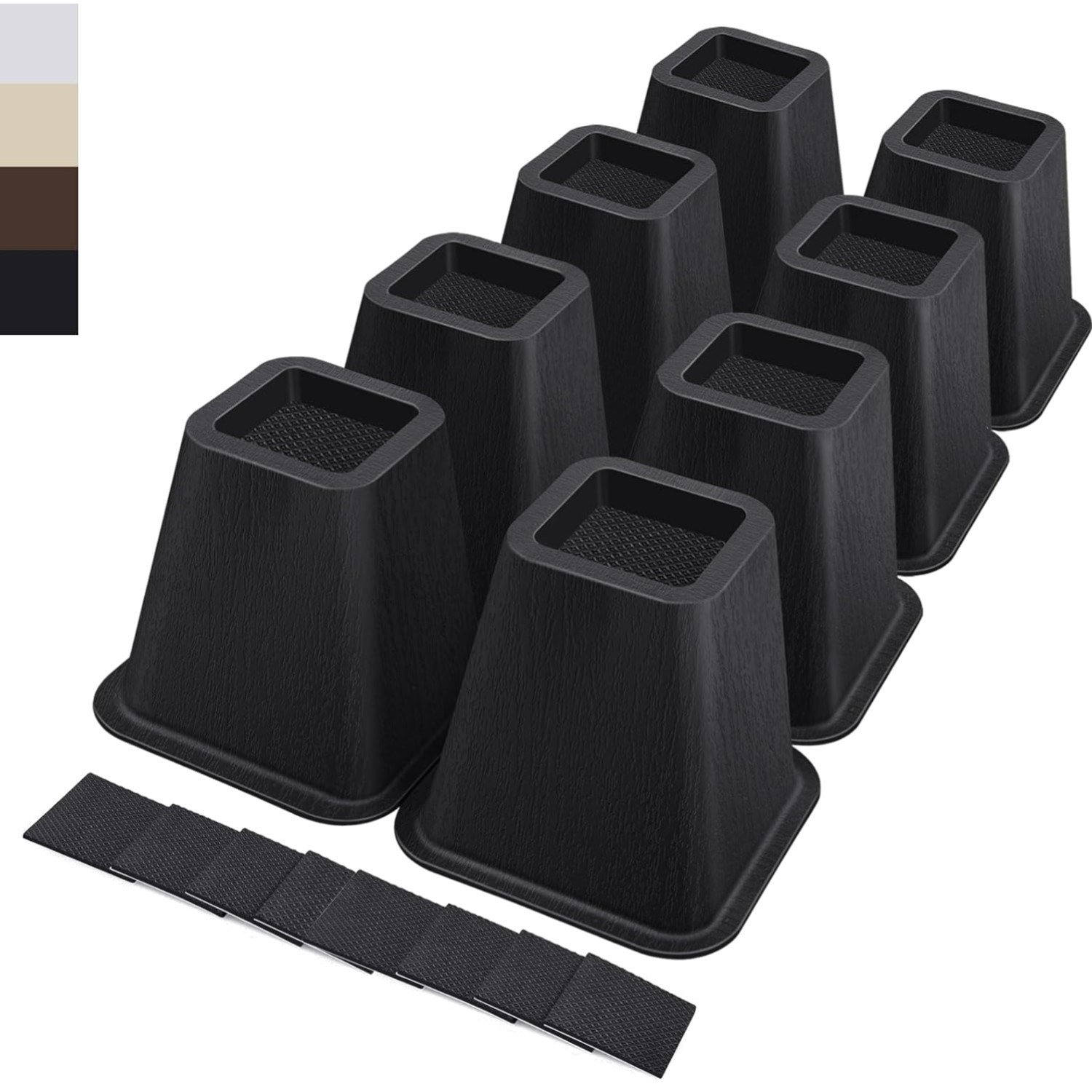 ANNKUT 6 Inch Heavy Duty Bed Risers 8 Pack Black 2200 Lbs Per Leg