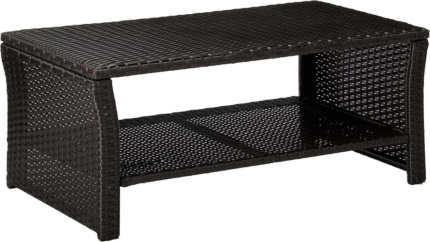 Justin Outdoor Wicker Coffee Table, Brown, Black