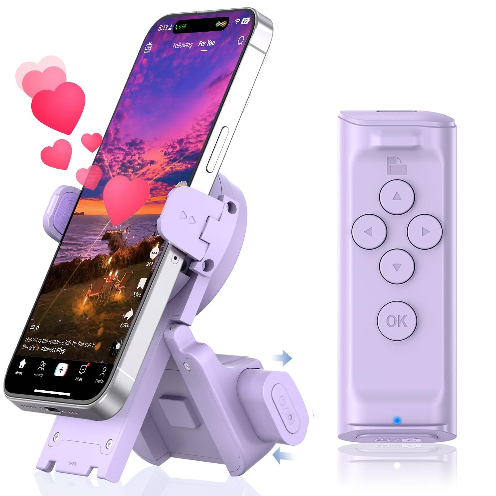 Remote Control Scrolling for Tiktok with Phone Stand,Page Turner for Kindle A...