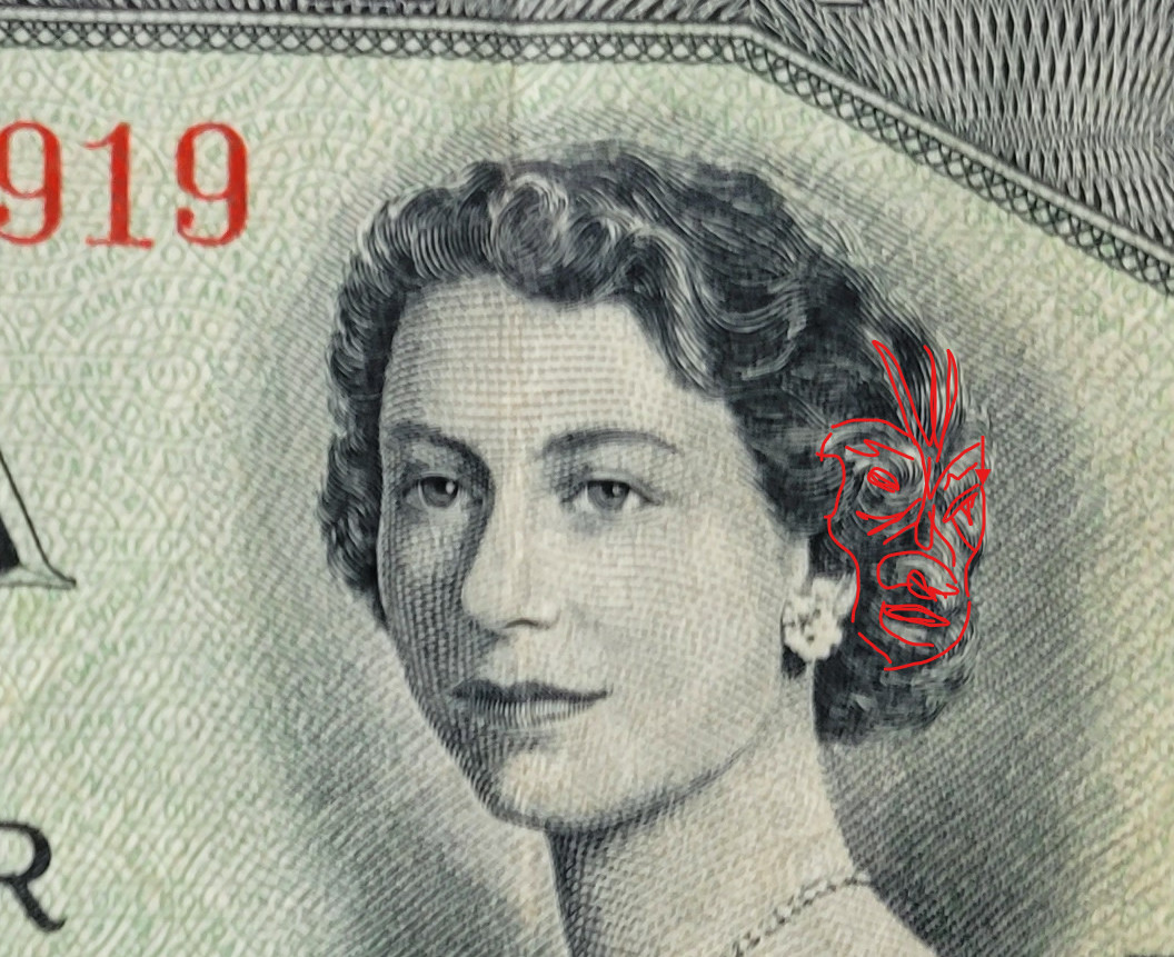 1954 Devil’s Face Hair! Vintage Canada $1 Bill Canadian -SERIAL# FA6905919