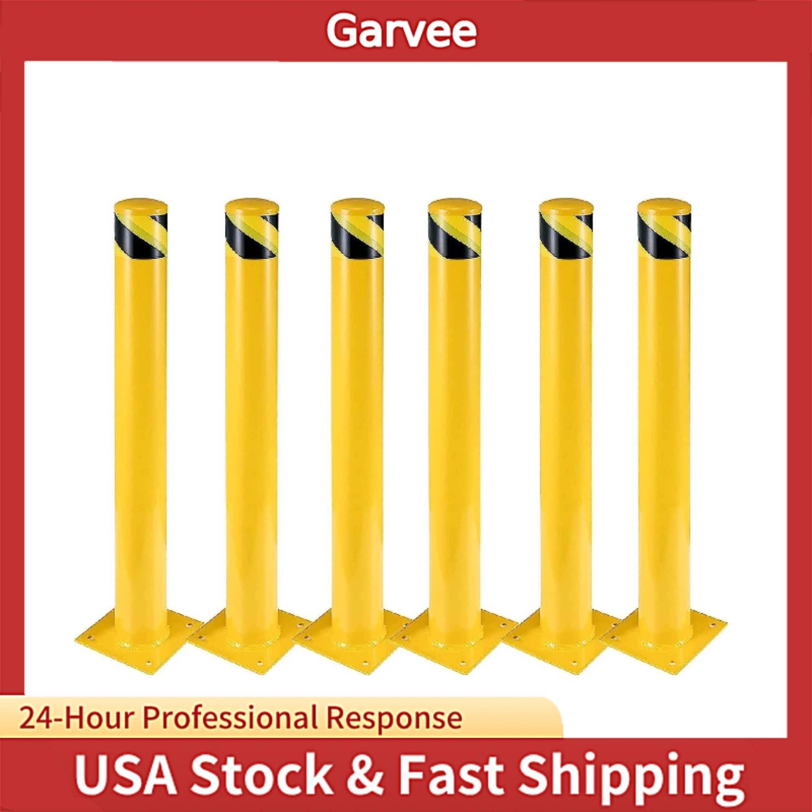 Safety Bollard 6 Packs 36 Inch Height Bollard Post, 4.5 Inch Diameter Yellow Saf