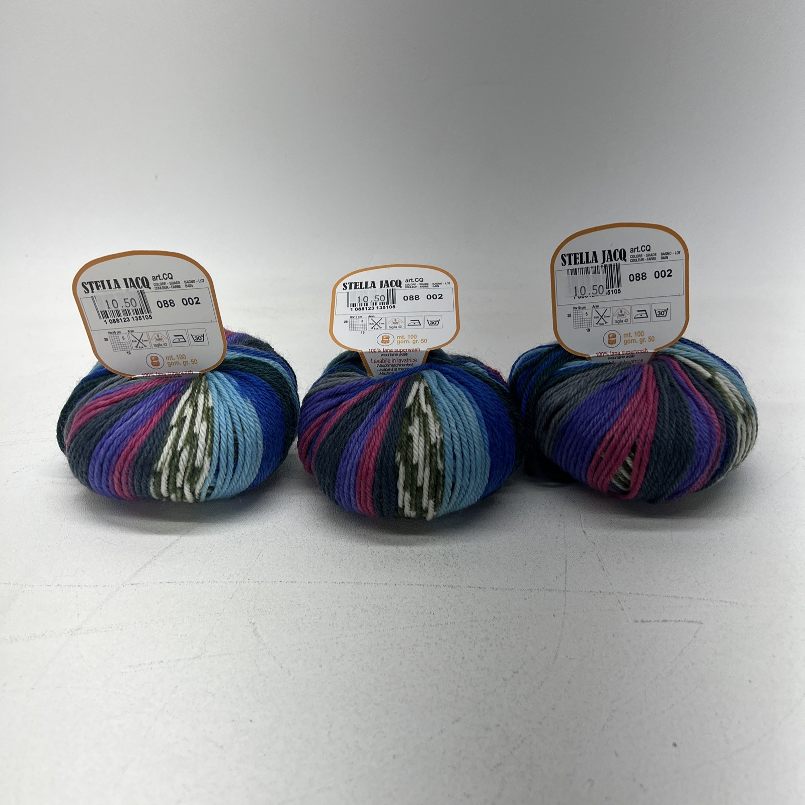 3x Knitting Yarn Adriafil Stella Jacq 2  x 50g 100% lana Superwash Wool Shade 88