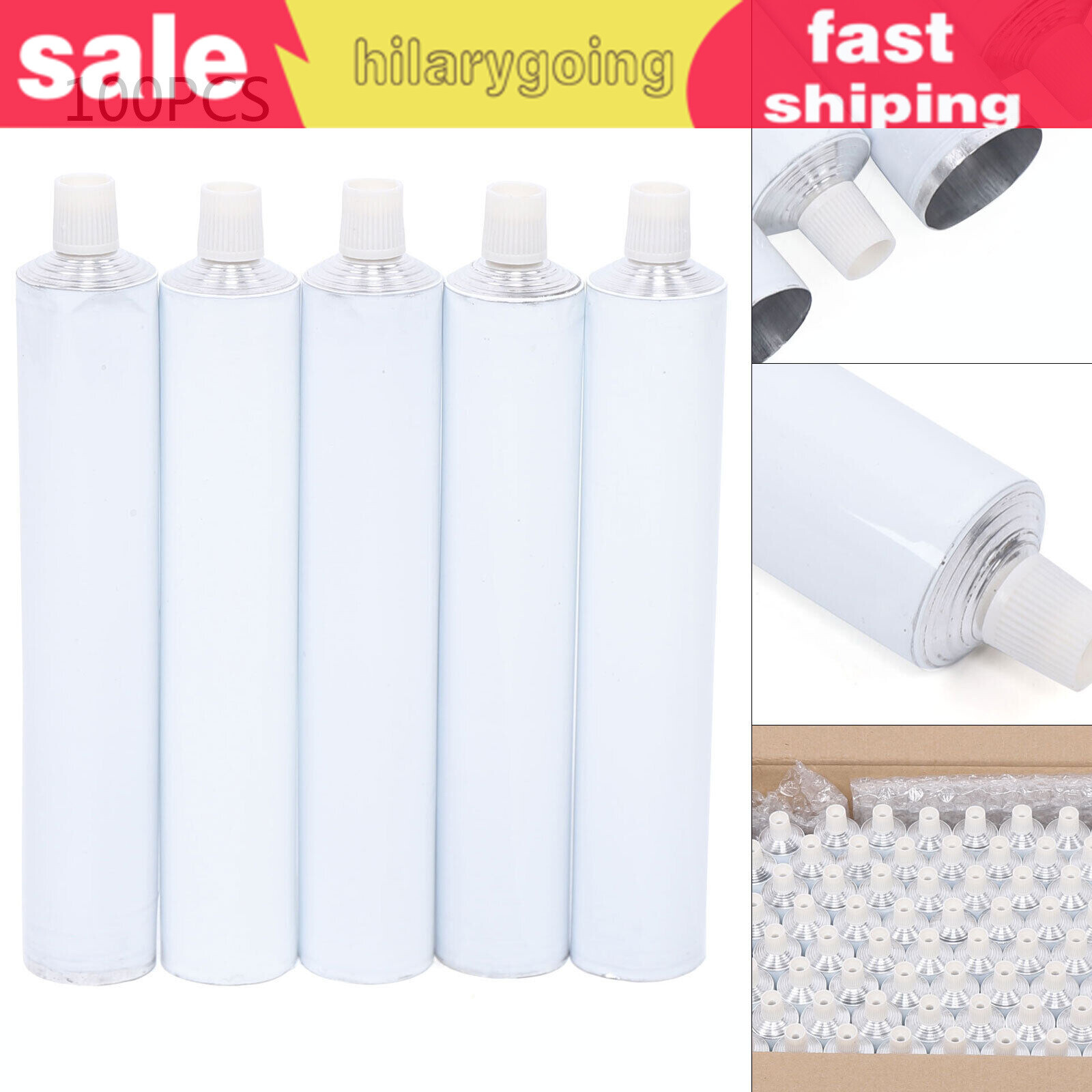 100 Pcs 100ml Empty Unsealed Toothpaste Tubes Needle Cap Full Box Aluminum USA