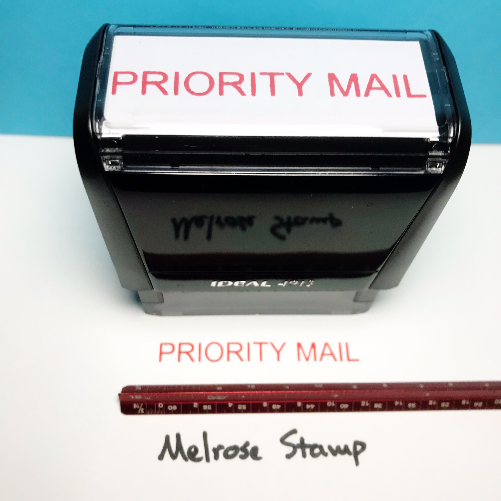 Priority Mail Rubber Stamp Red Ink Self Inking Ideal 4913