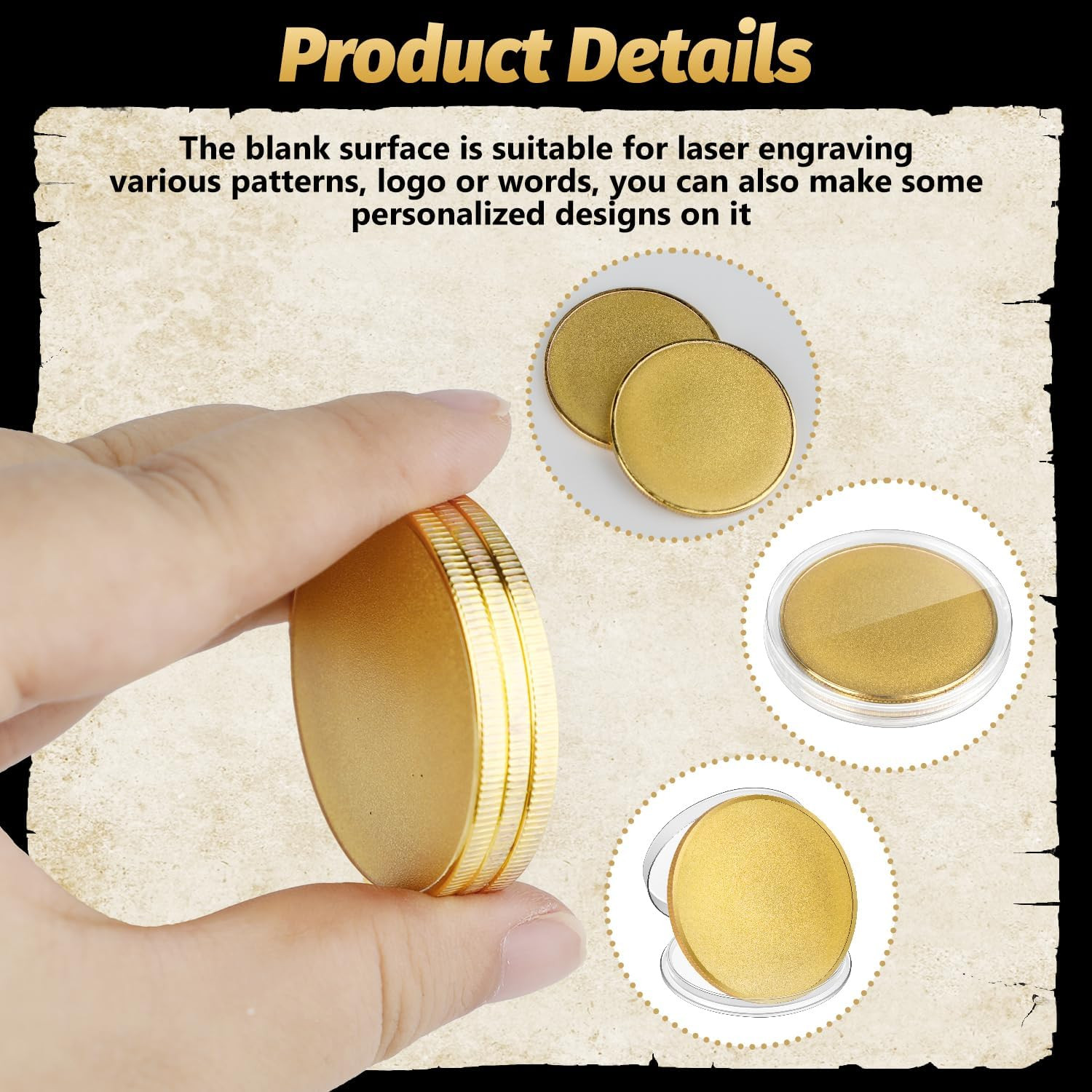 12 Pcs Blank Challenge Coin for Laser Engravable Pattern, 40 Mm Engraving Blanks