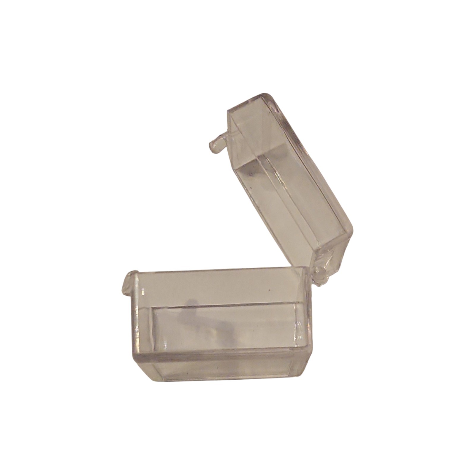 16 Small Hinged Plastic Storage Boxes 1" x 1" x 3/4" Clear as glass!