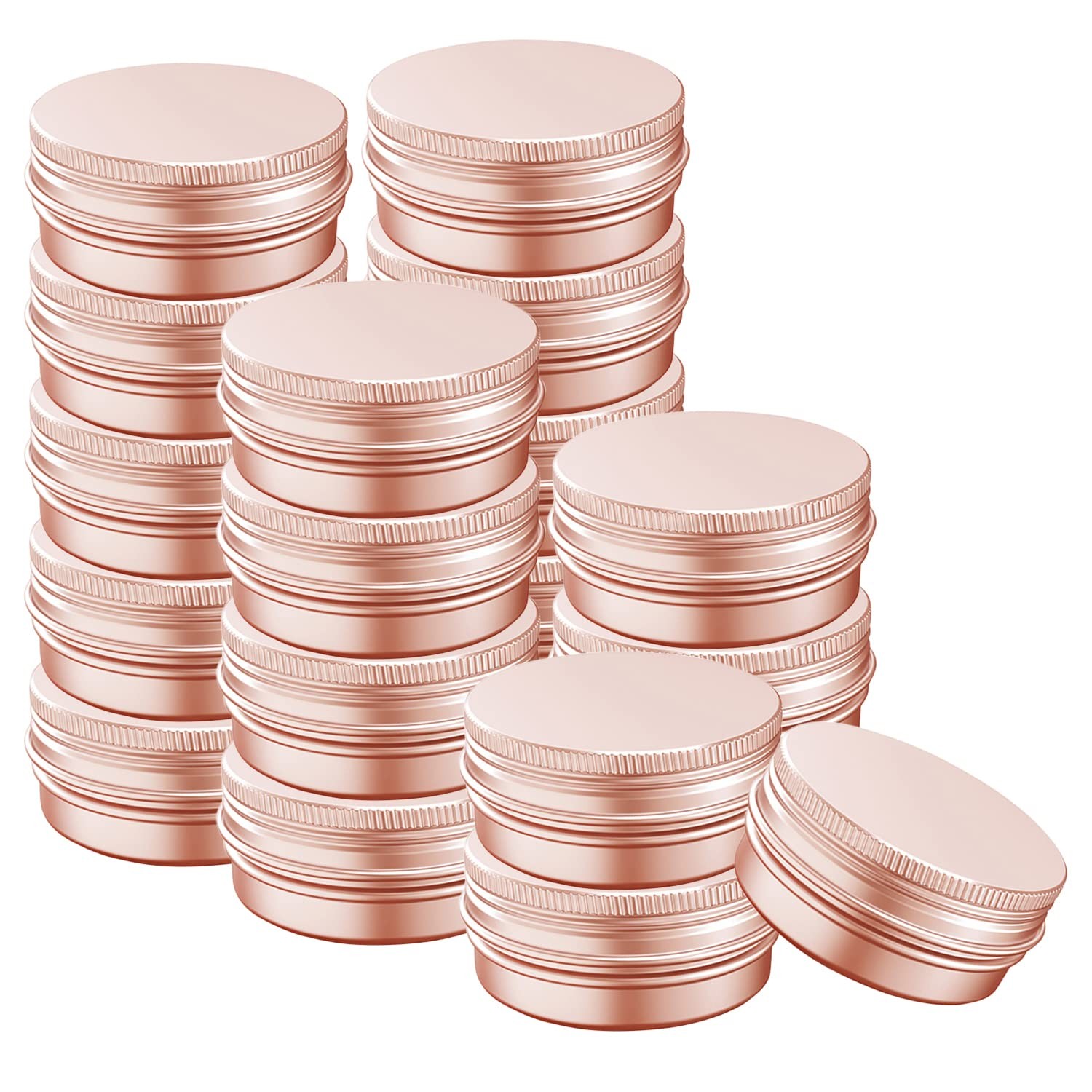 20 Pcs Aluminum Tin 2oz Screw Cap Containers for Balm Cream Rose Gold