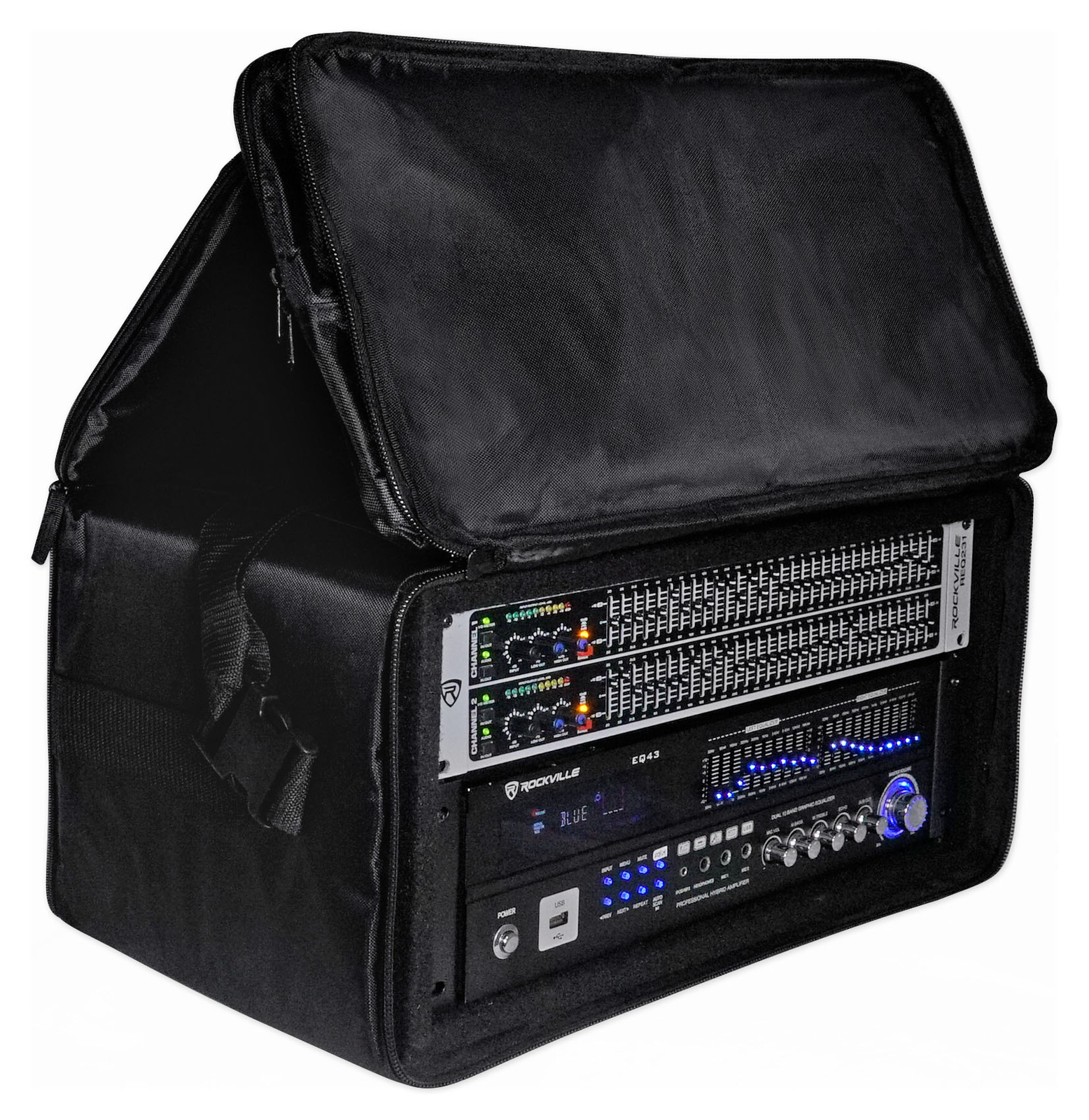Rockville RRB50 5U Rack Bag Double-Sided Case with 12" Depth + Shoulder Strap