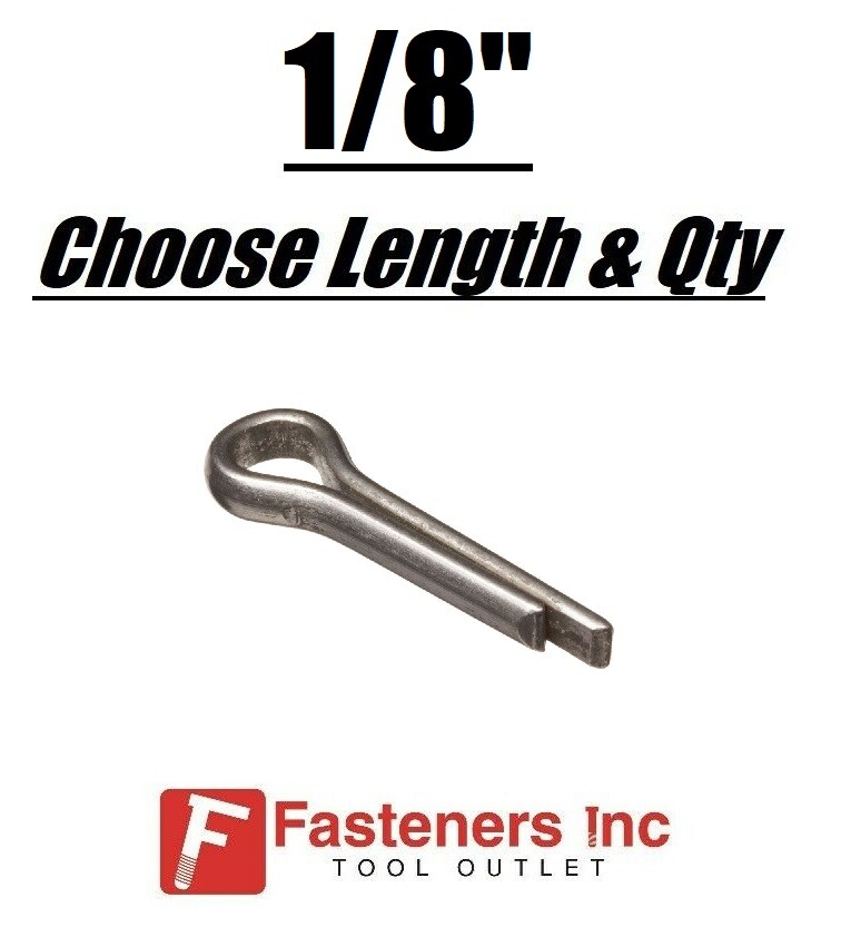 1/8" Diameter Cotter Pins Keys Split Plain Steel Finish (All Sizes)