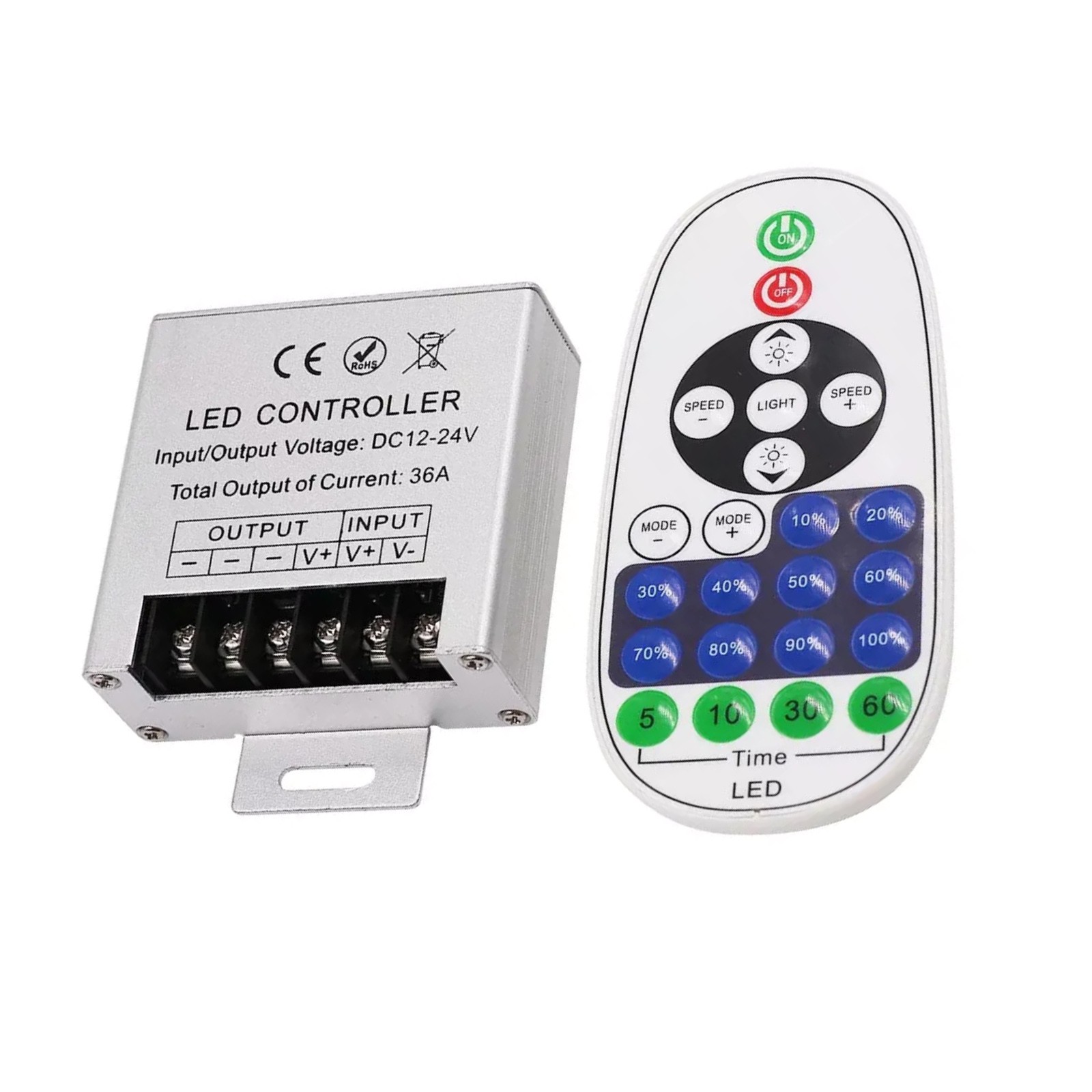IR 23Keys Remote Controller 360W LED 36A Light Dimmer Wireless 12V 24V DC