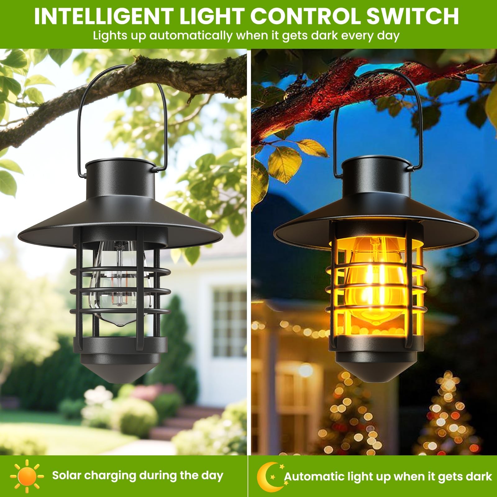 2 Pack Solar Hanging Lights Replacement Top（Top Size 3.23 inch） Solar Lantern...