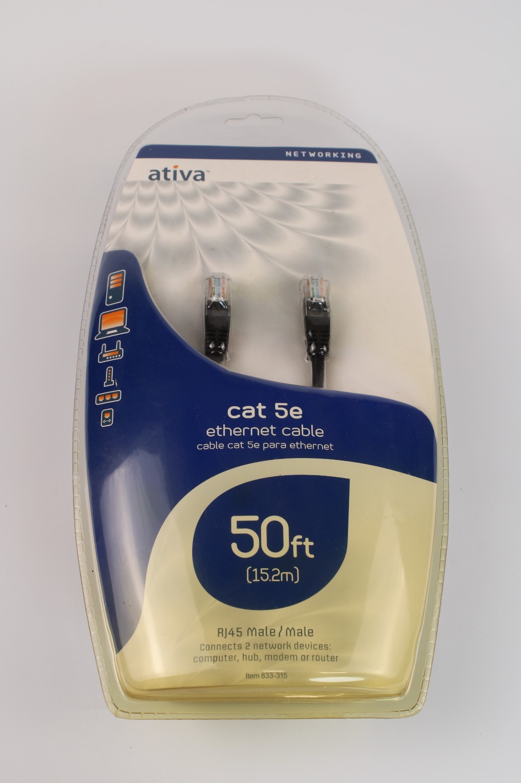 Ativiva 50 Ft Cat5/Cat5e Ethernet Network Computer Cable 833-315 , Black