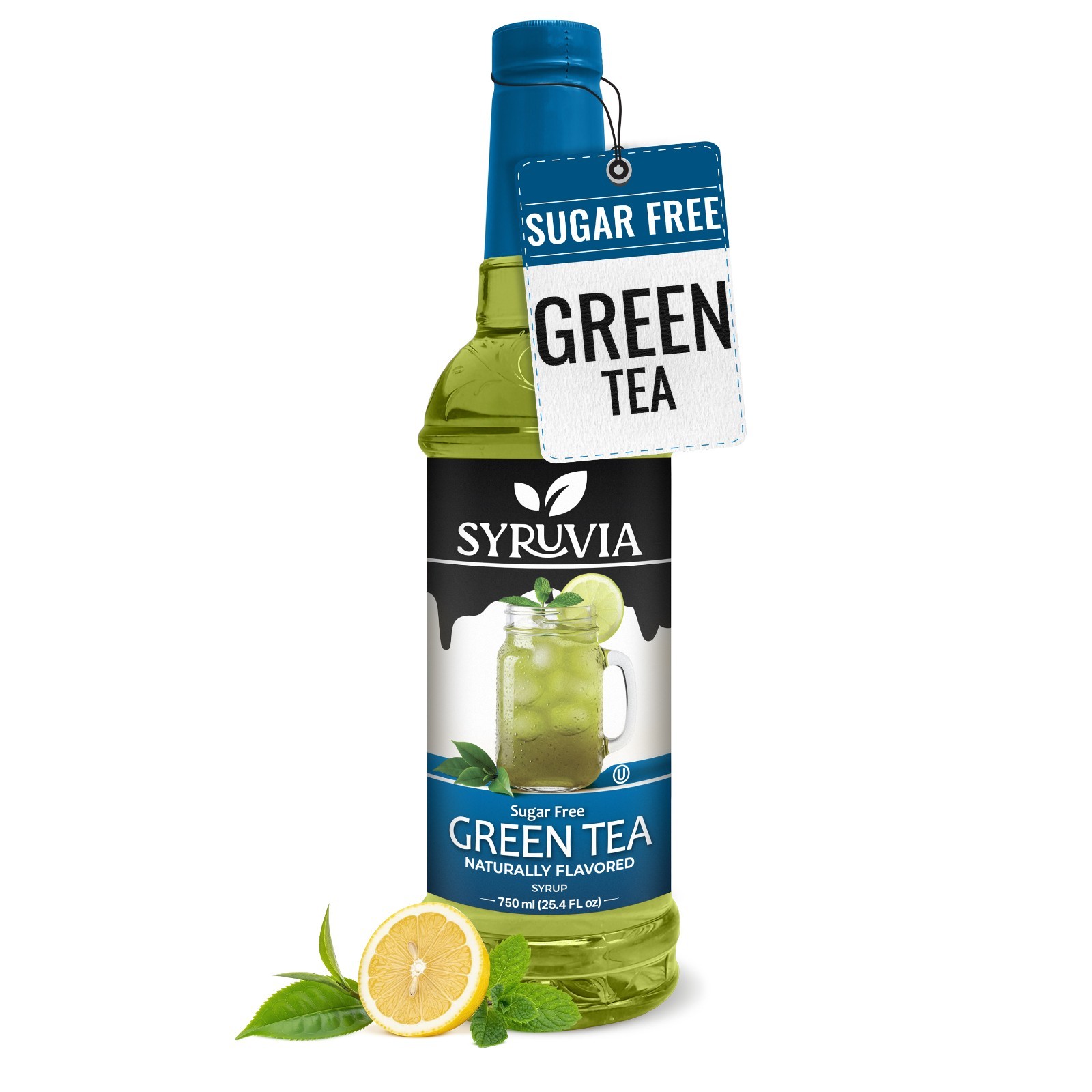 Syruvia Sugar Free Green Tea Syrup 25.4 fl oz, for Drinks, Sodas & More