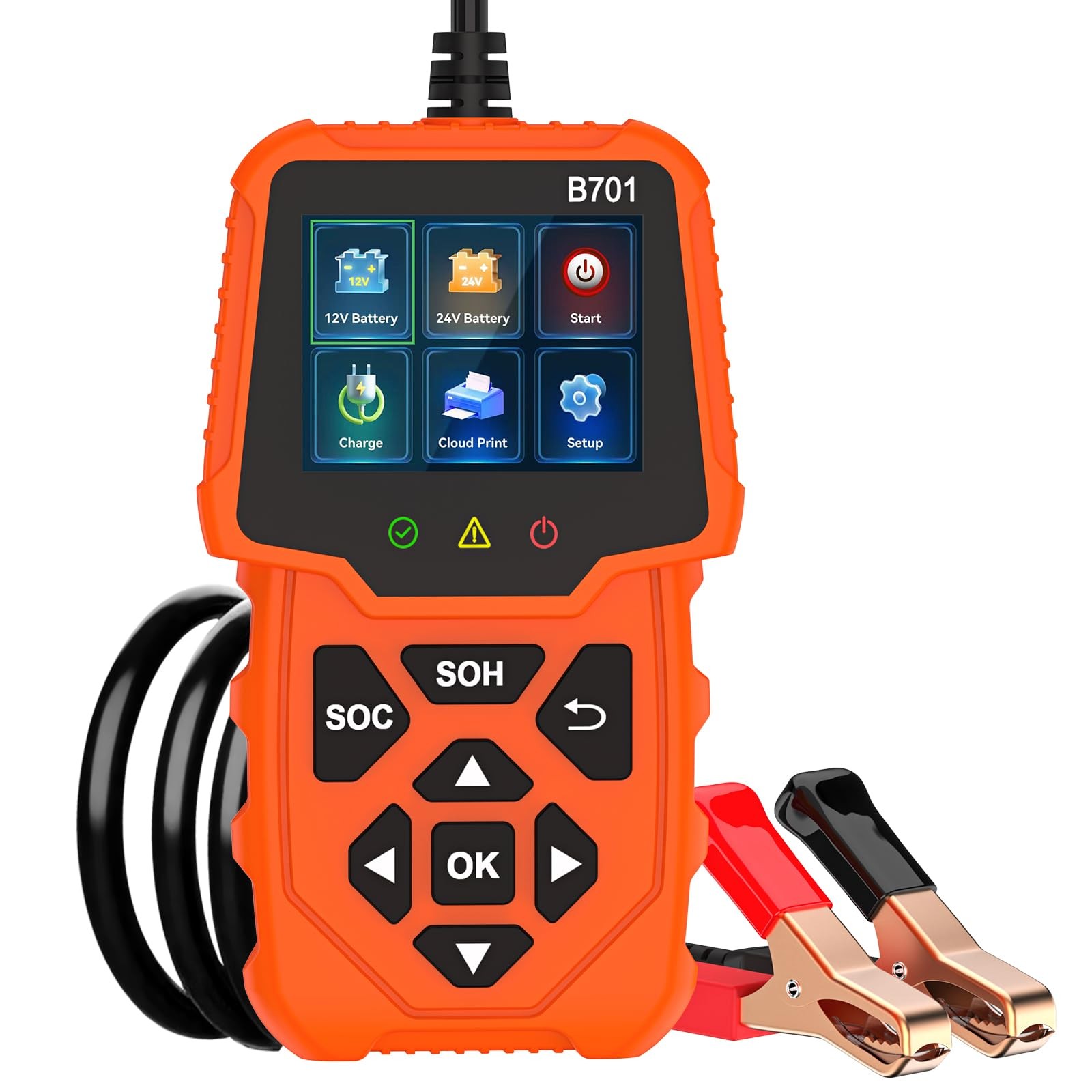 Car Battery Load Tester 12V 24V Automotive Alternator Meter with Cloud Orange