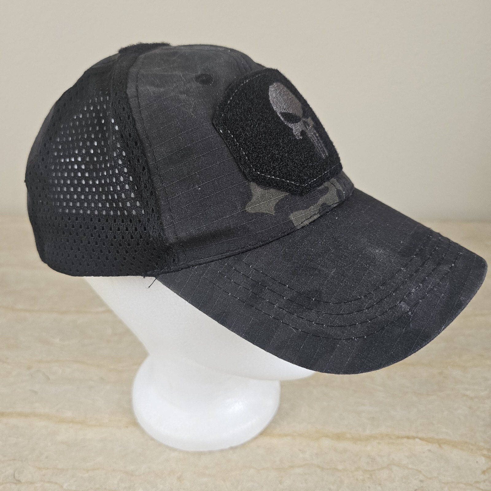 Camo Punisher Caps, Black And Green Camo Hats Strapback