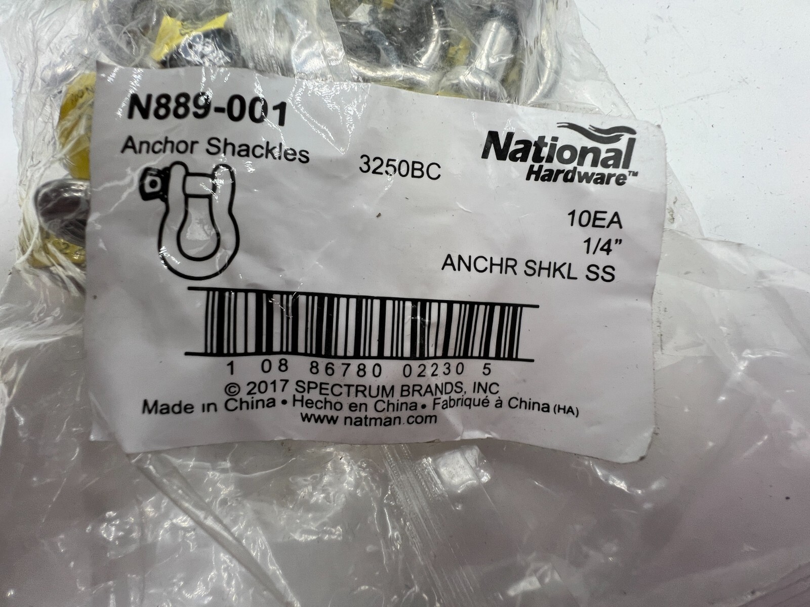 (Pack of 10) National Hardware N889-001 Anchor Shackles 1/4" Stainless Steel