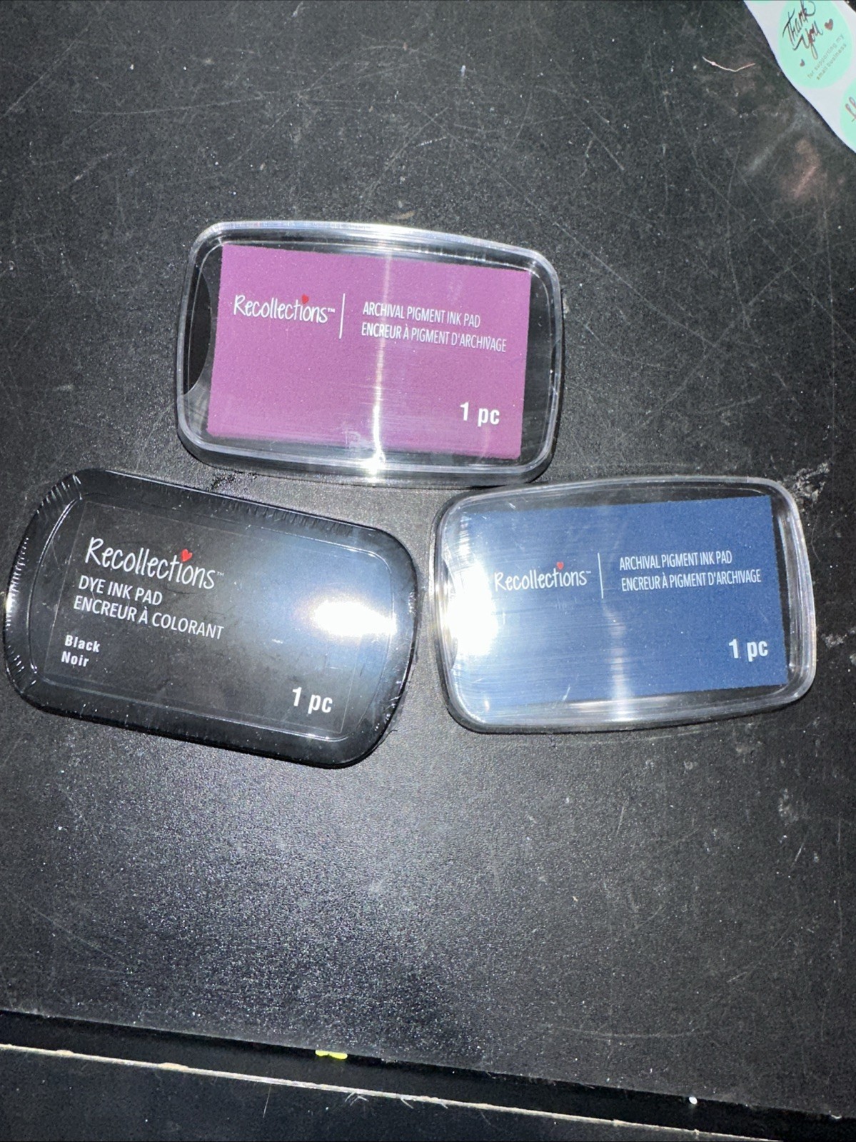Recollections Set Of 3 Dye Ink Pads Sangria Black Dark Blue New Sealed