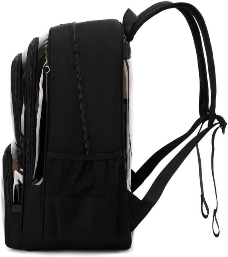 Large Heavy-Duty Clear Backpack with Multiple Compartments, Transparent Bookbag