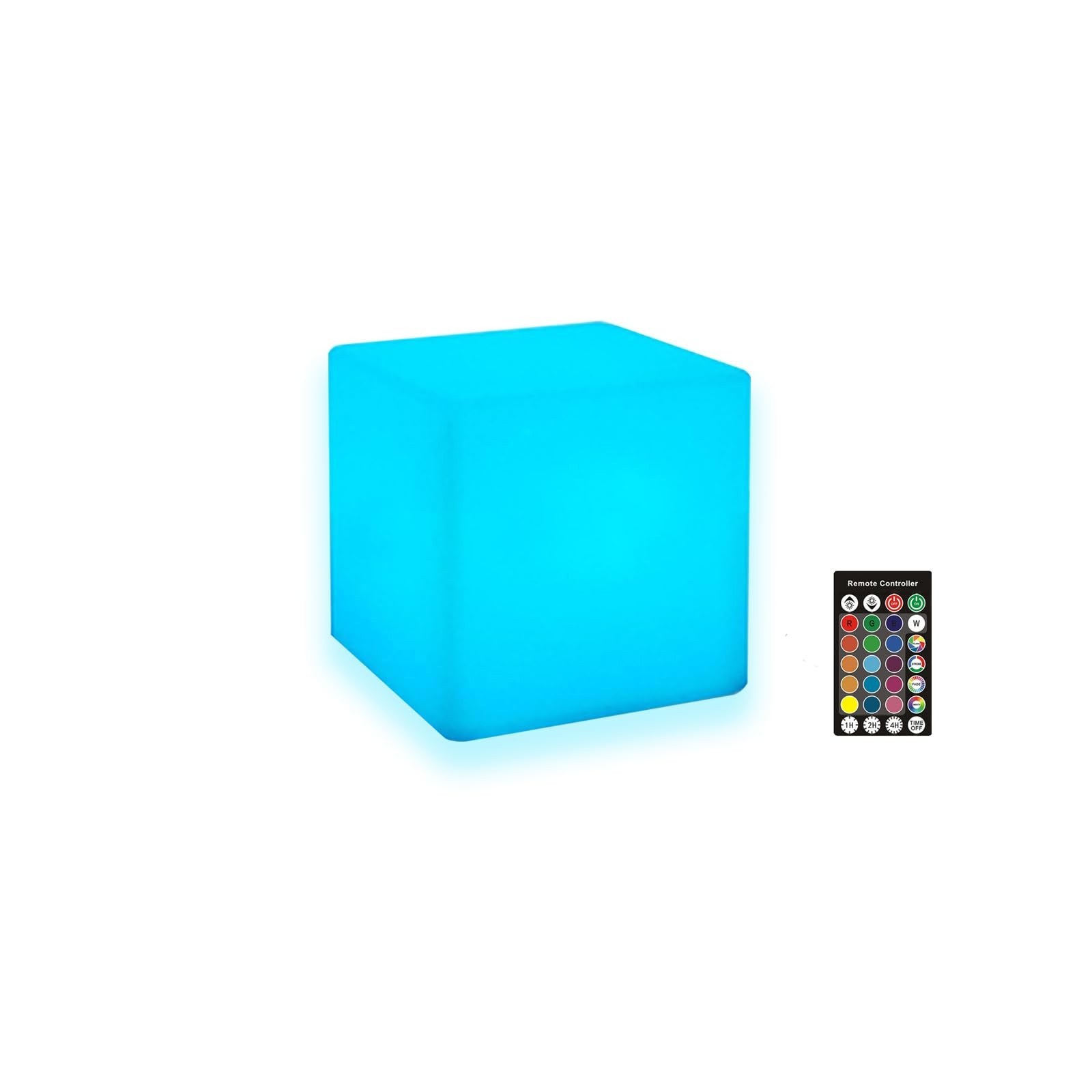 IUSEIT LED Cube Light, 4-Inch Cordless Night Light for Kids, 16 4 Inch, Blue