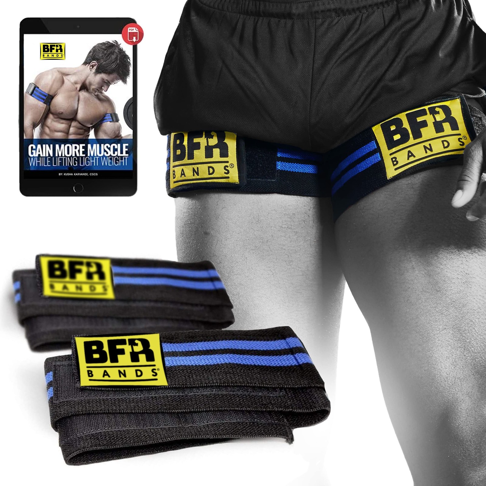 BFR Bands Blood Flow Restriction Bands - 2 Pack for Legs, Booty & Glutes, 3-I...