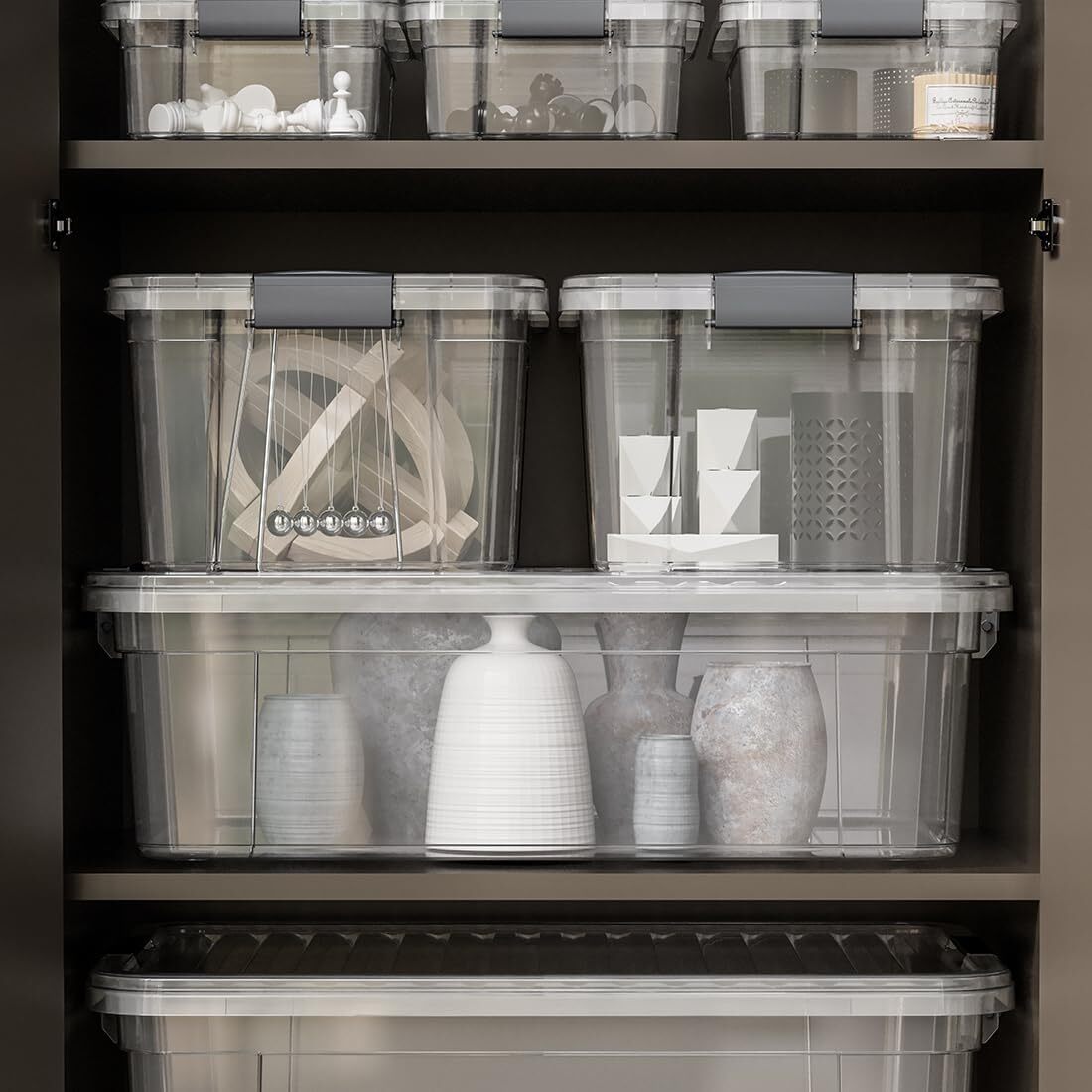 Superio Clear Storage Bins with Lids, 4 Pack- Plastic Storage Boxes - 21 Quart